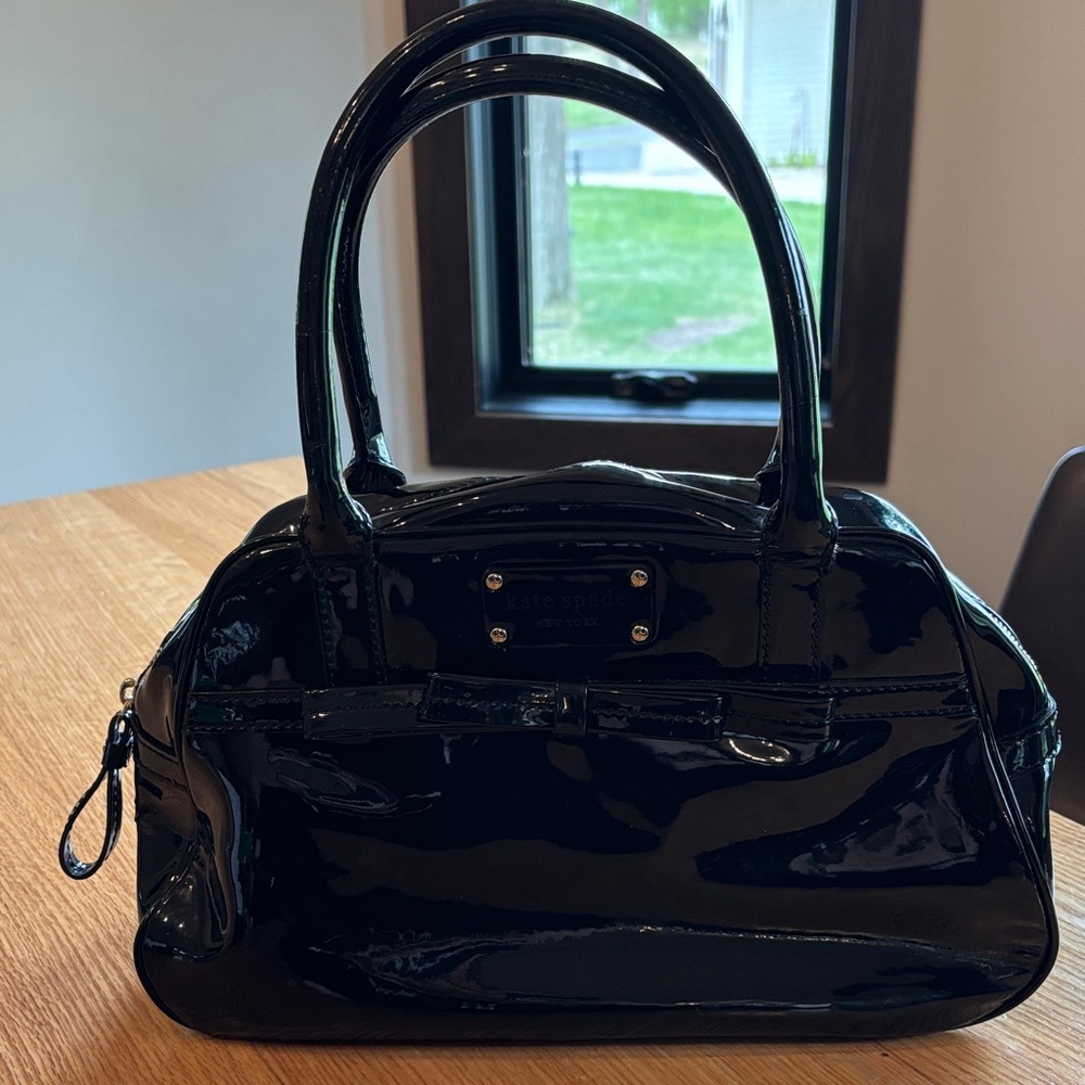 kate spade Black Patent Bow Dome Satchel
